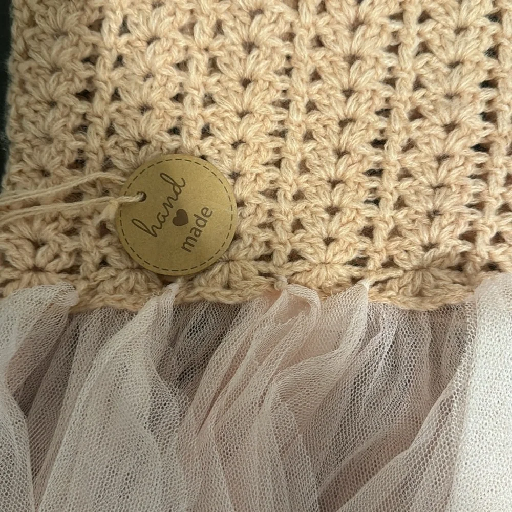 Pink Baby Girl Crochet and Tulle Dress​​​​​​​​​​